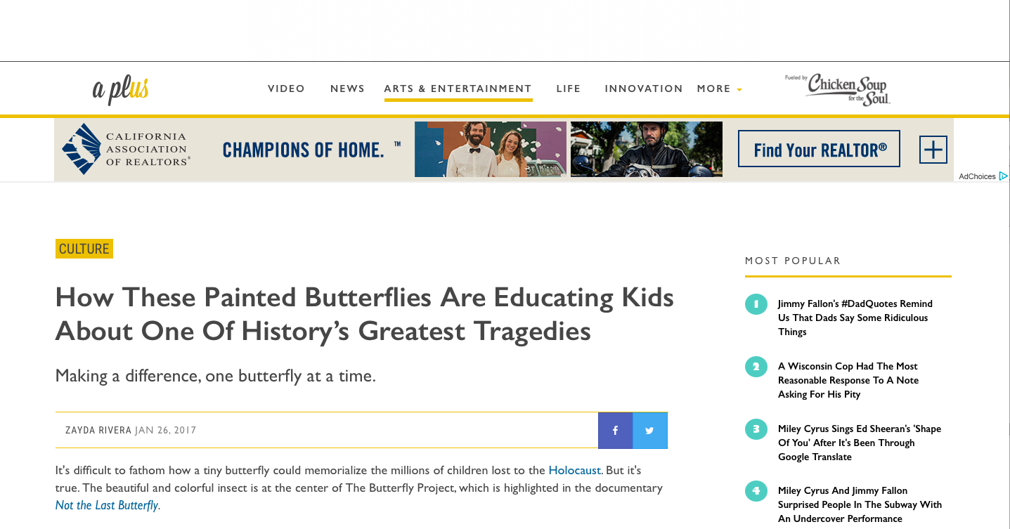 A Plus - Holocaust Education The Butterfly Project