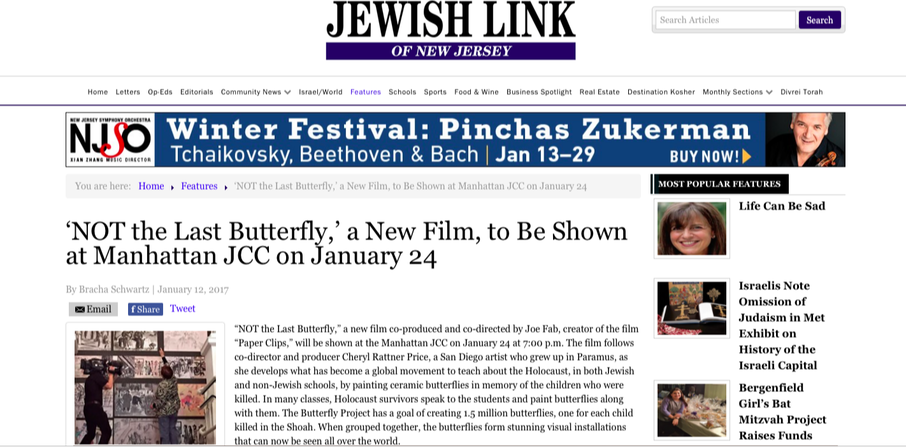 Jewish Link of NJ - Holocaust Education The Butterfly Project