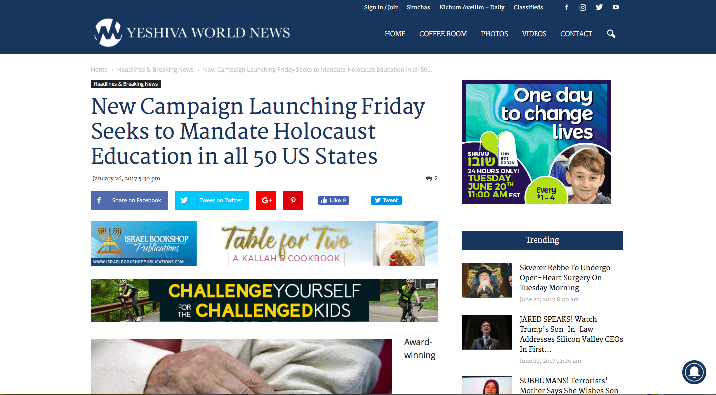 Yeshiva World News - Holocaust Education The Butterfly Project